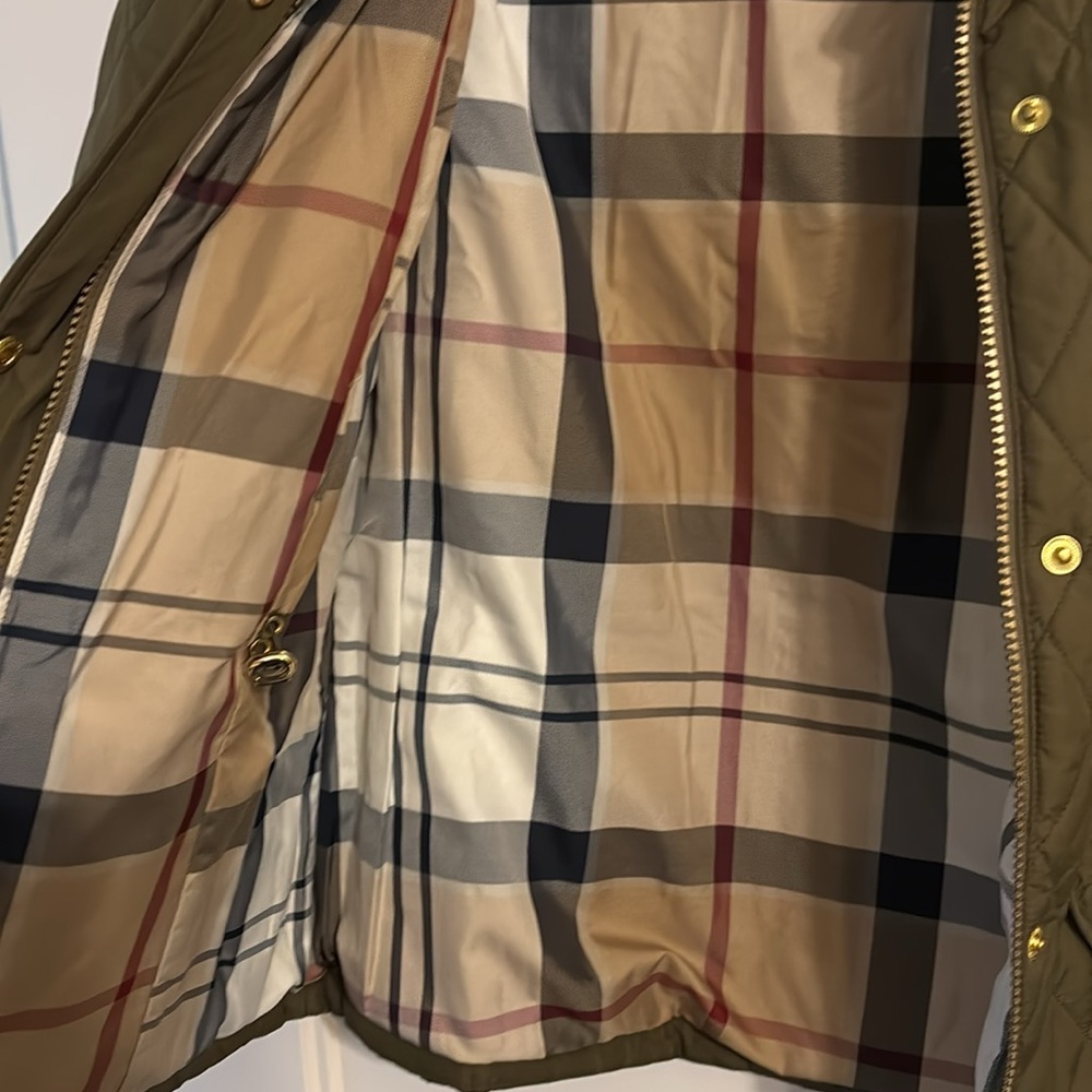 BNWT Barbour Millfire tartan quilted jacket in olive / hessian - size US 6 UK 10 - Picture 6 of 12